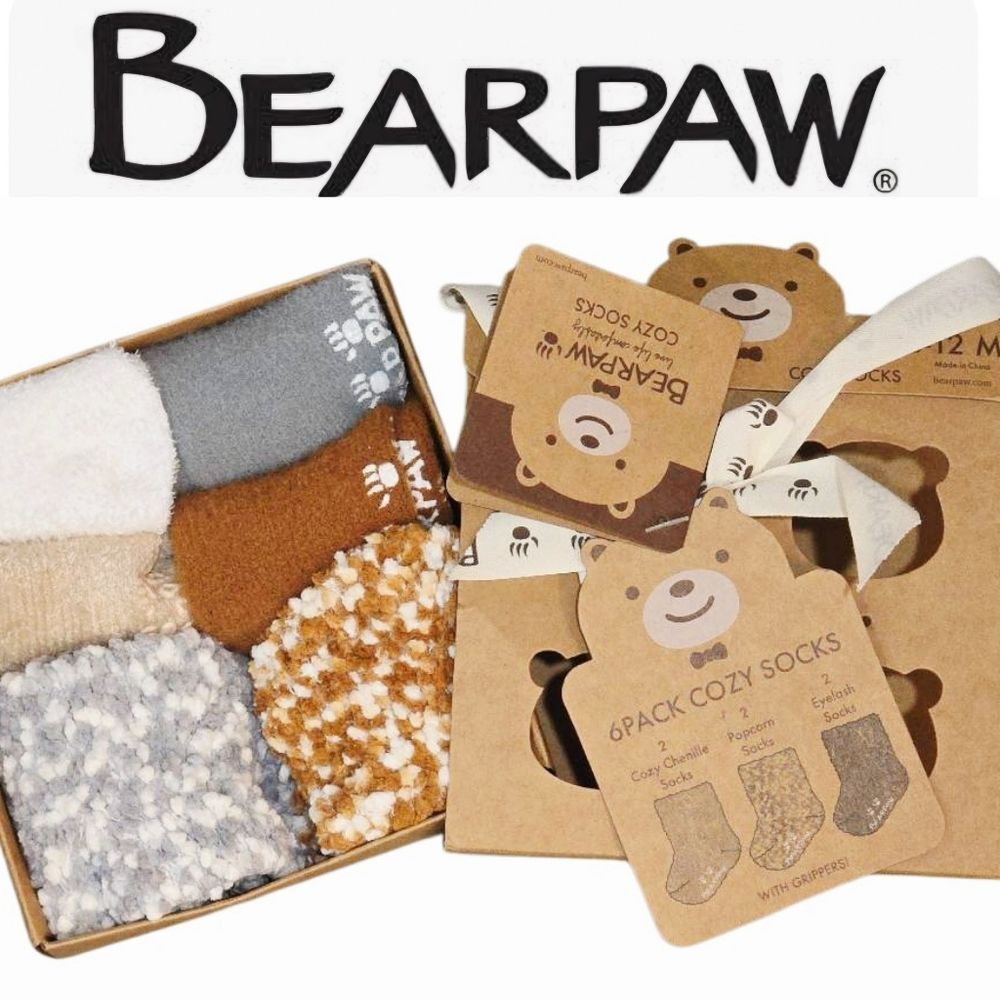 BearPaw‎ 6-PK Infant Cozy Socks w/Grippers
